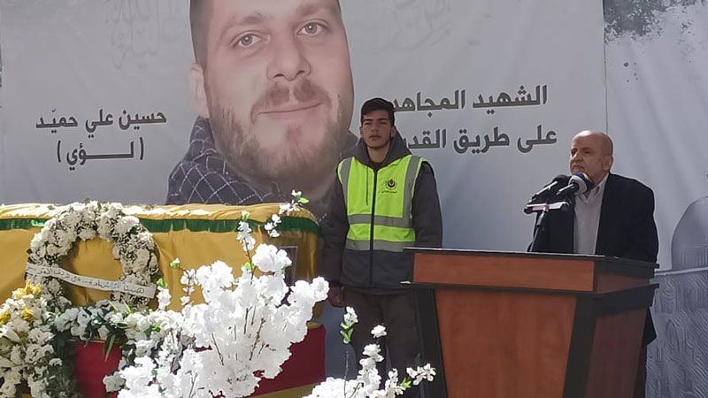 حزب الله شيّع الشهيد على طريق القدس حسين علي حميد (لؤي) في بنت جبيل&nbsp;