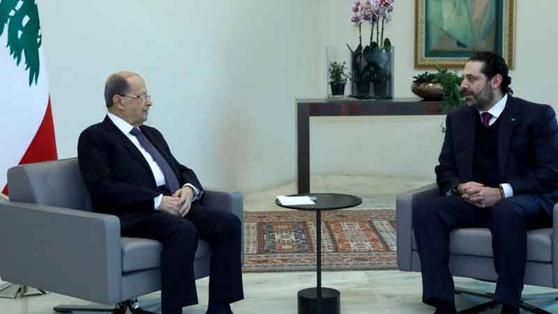 خلوة ثنائية بين الرئيسين #عون و #الحريري قبيل جلسة مجلس الوزراء 
