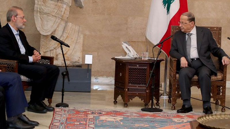 لاريجاني نقل للرئيس عون رسالة من الرئيس الايراني تناولت العلاقات اللبنانية - الايرانية
