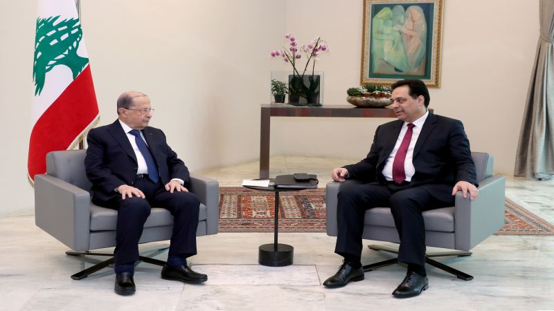 الرئيس عون استقبل دياب قبيل الاجتماع مع سفراء مجموعة الدعم الدولية