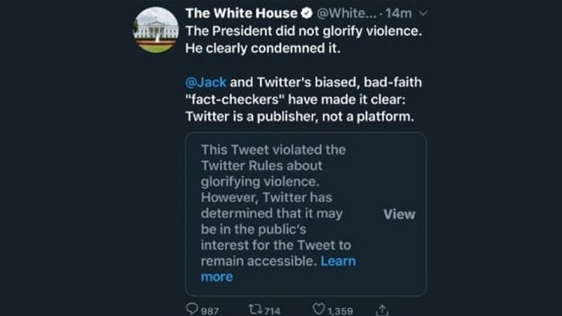 "تويتر" يضع علامة تحذيرية على تغريدة نشرها البيت الأبيض