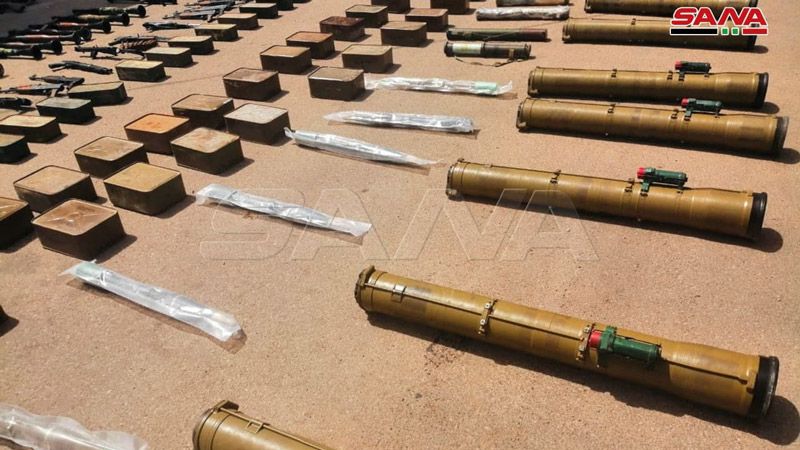 سوريا: ضبط كميات من الأسلحة والذخائر مخبأة في أوكار الإرهابيين بريف درعا الشرقي