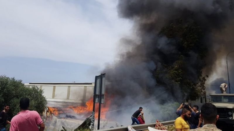 لبنان: حريق في منازل من الصفيح قرب جسر سينيق جنوبي صيدا