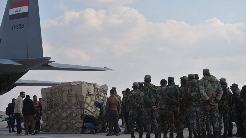 بالصور.. طائرة مساعدات عراقية تحط في مطار حلب الدولي 