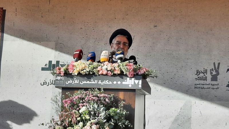 بدء كلمة رئيس المجلس السياسي في حزب الله السيد ابراهيم أمين السيد في افتتاح متحف بعلبك السياحي والجهادي