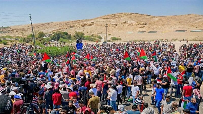 الحشود الأردنية تواصل التوجه إلى الحدود مع فلسطين المحتلة رغم إطلاق قوى الأمن قنابل الغاز بكثافة