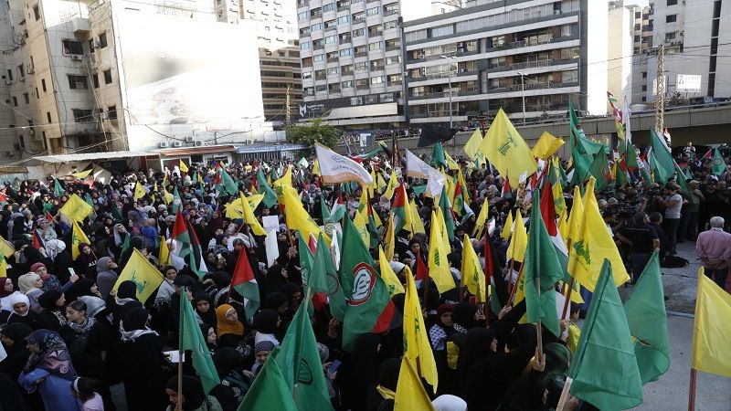 بالصور: حزب الله وحركة أمل ينظّمان تجمعًا تضامنيًا نصرة لفلسطين في الضاحية الجنوبية&nbsp;