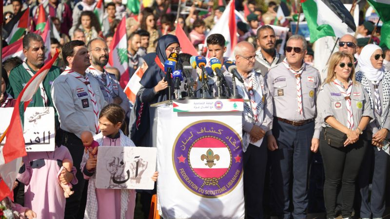 وقفة تضامنية لاتحاد كشاف لبنان مع فلسطين وأطفال غزة وسط بيروت
