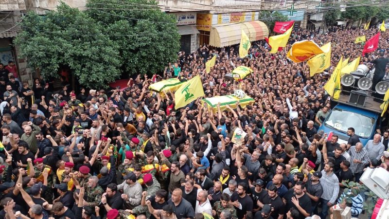 حزب الله وجمهور المقاومة شيّعوا الشهداء طه ودرويش وحريري في النبطية