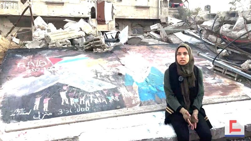 فنانة تشكيلية فلسطينية تجسد مأساة شعبها بالرسم على أنقاض البيوت