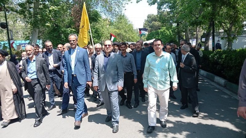 تجمّع أكاديمي في جامعة طهران دعمًا للحراك الطلّابي الأميركي
