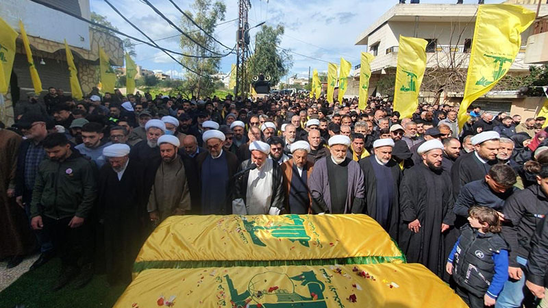 حزب الله وجمهور المقاومة يُشيّعان الشهيدين علي مرجي وفضل كعور في بليدا
